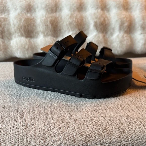 Papillio by Birkenstock Black Triple-Strap Slide Sandals - Picture 1 of 8